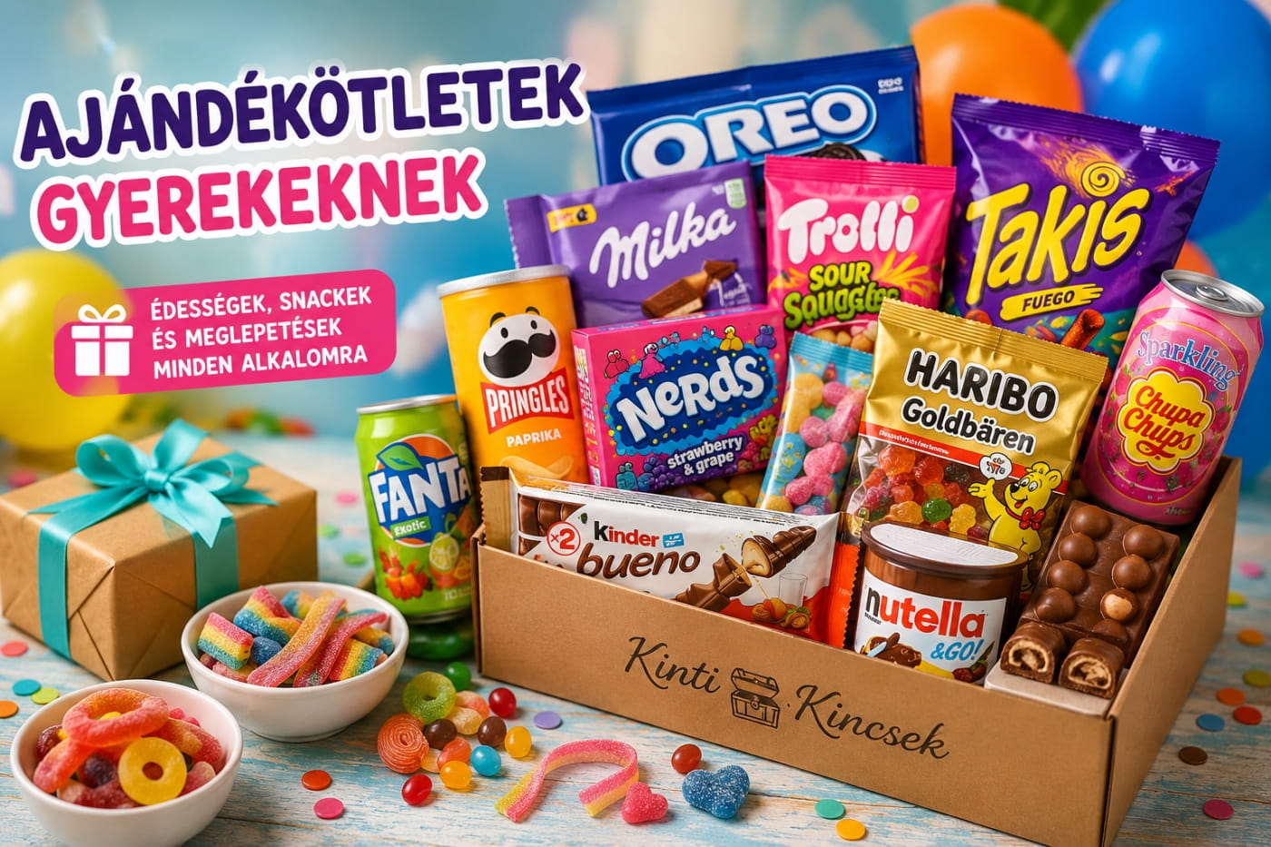 Ajándékötletek gyerekeknek – különleges édességek, gumicukrok, snackek és Mystery Box ajándékcsomag