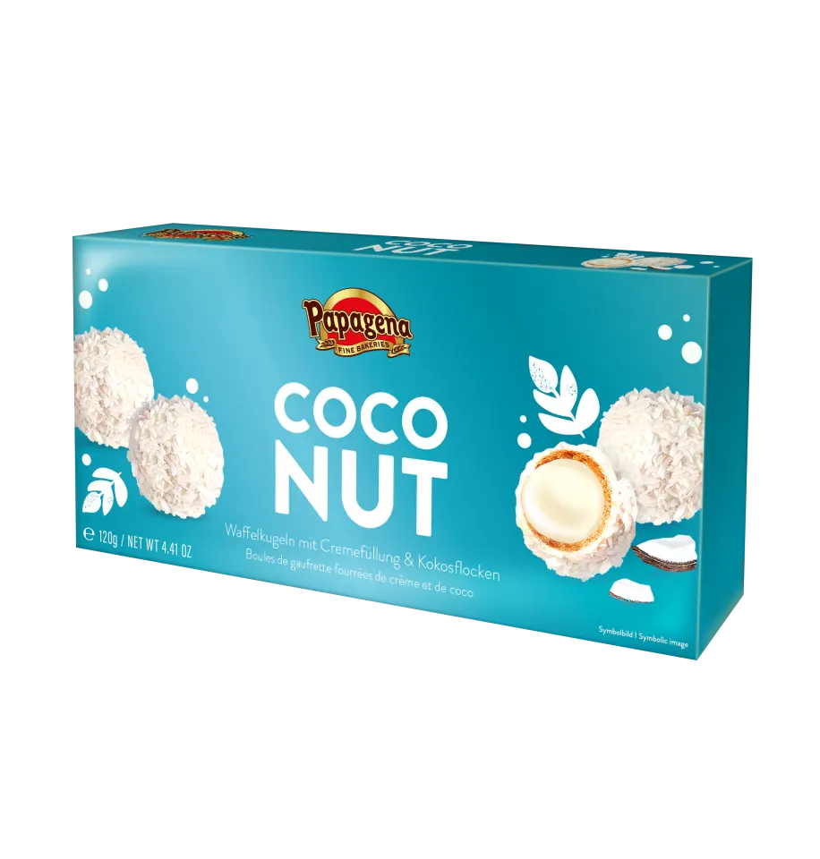 Kókusz Krémmel töltött ostyagolyók kókuszreszelékbe forgatva (120g)