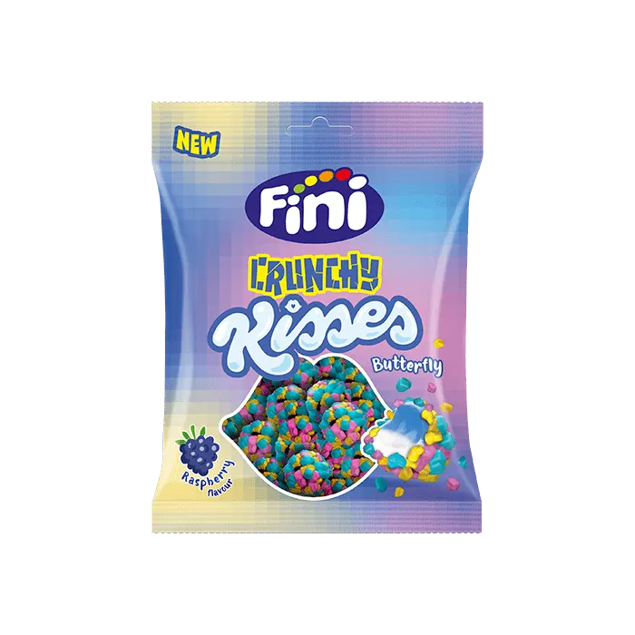 Fini Crunchy Kisses Butterfly - Málna ízű, roppanós gumicukor (75g)