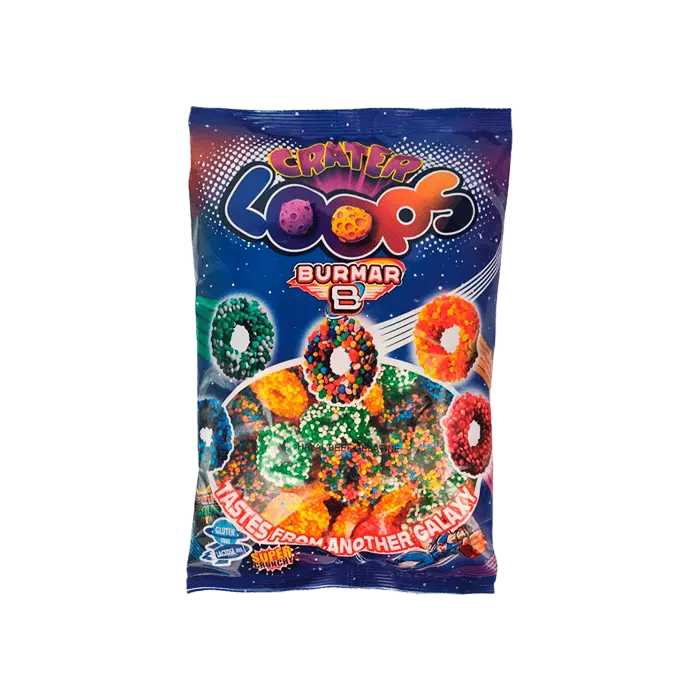 Burmar Crater Loops – Extra Savanyú, Ropogós Gumicukor Gyűrűk (100g)